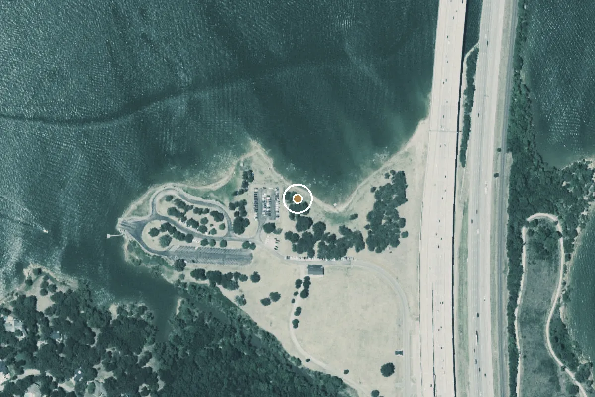 Aerial view of Copperas Branch Park Boat Ramp
