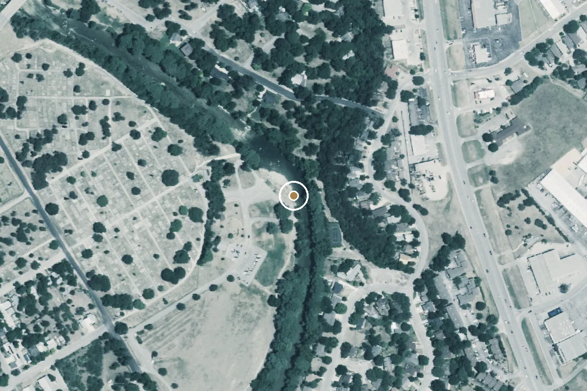Aerial view of Cypress Bend Park Boat Ramp