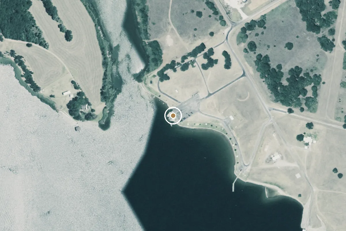 Aerial view of De Cordova Bend Park Boat Ramp