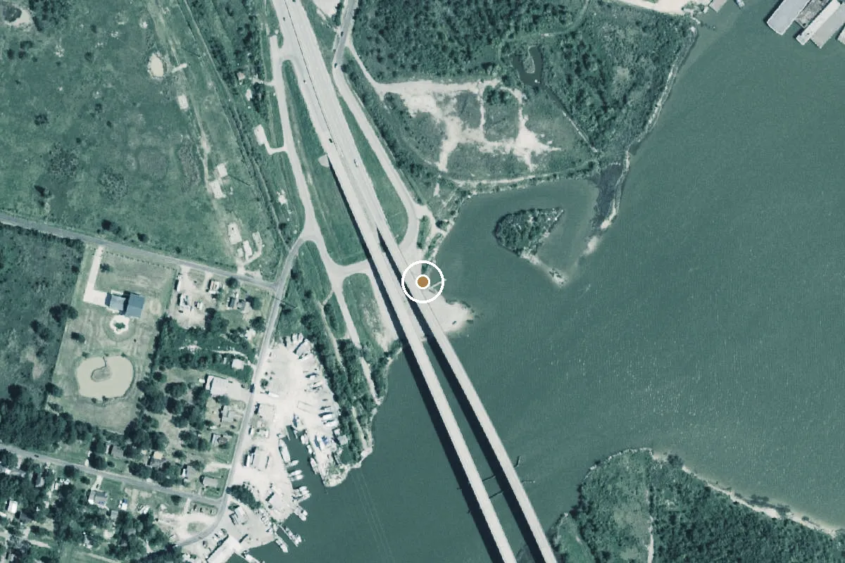 Aerial view of Dickinson Bayou/ Galveston Bay Boat Ramp