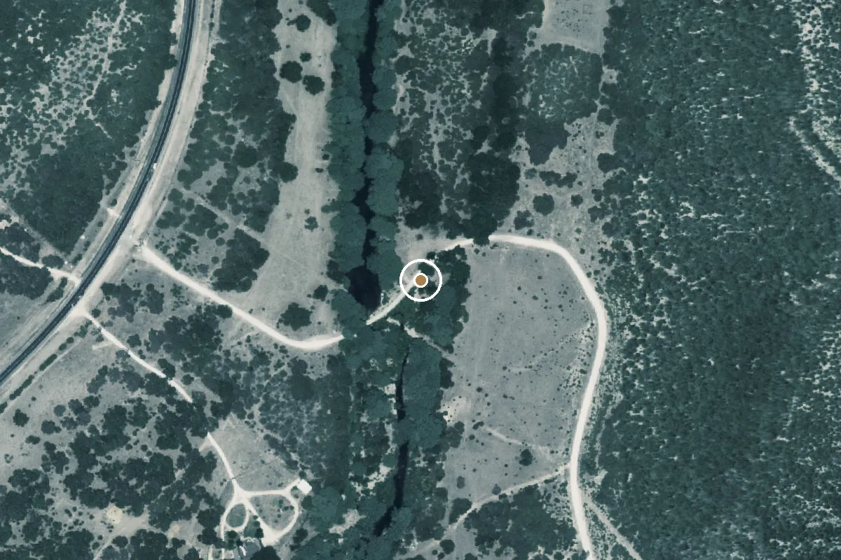 Aerial view of East Fork Frio River Boat Ramp