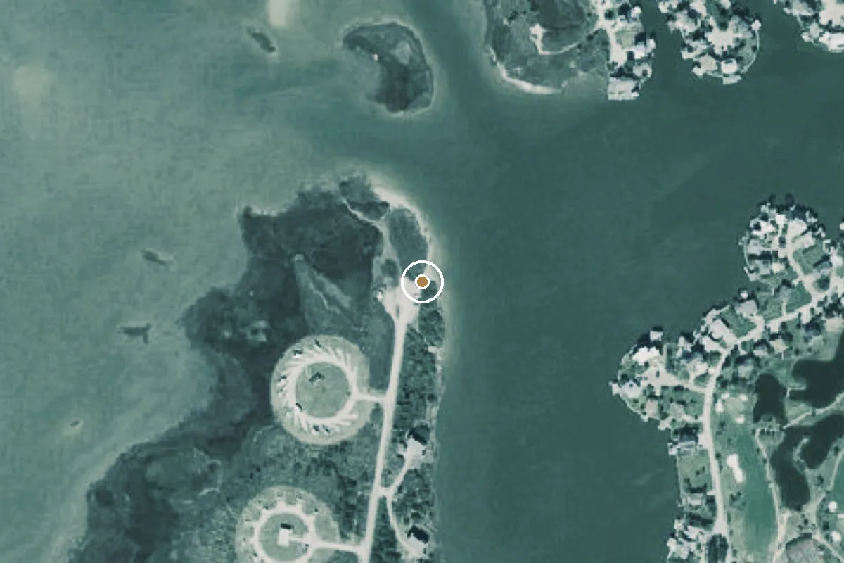 Aerial view of Galveston Island State Park Boat Ramp