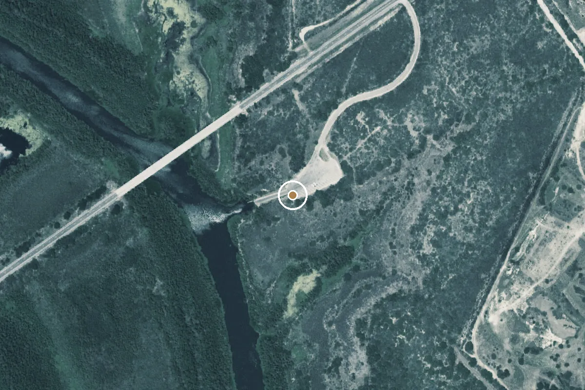 Aerial view of James E. Daughtrey Wildlife Management Area Boat Ramp