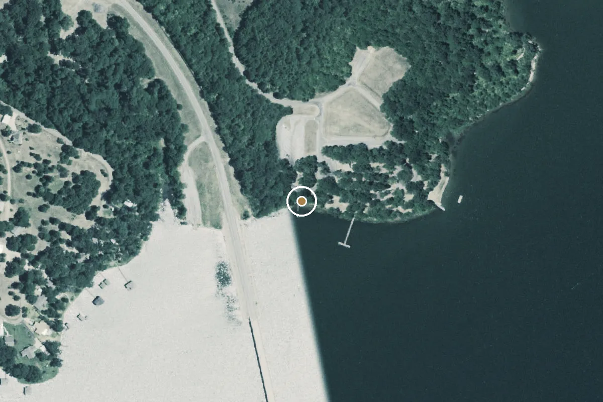 Aerial view of Lake Bob Sandlin State Park Boat Ramp