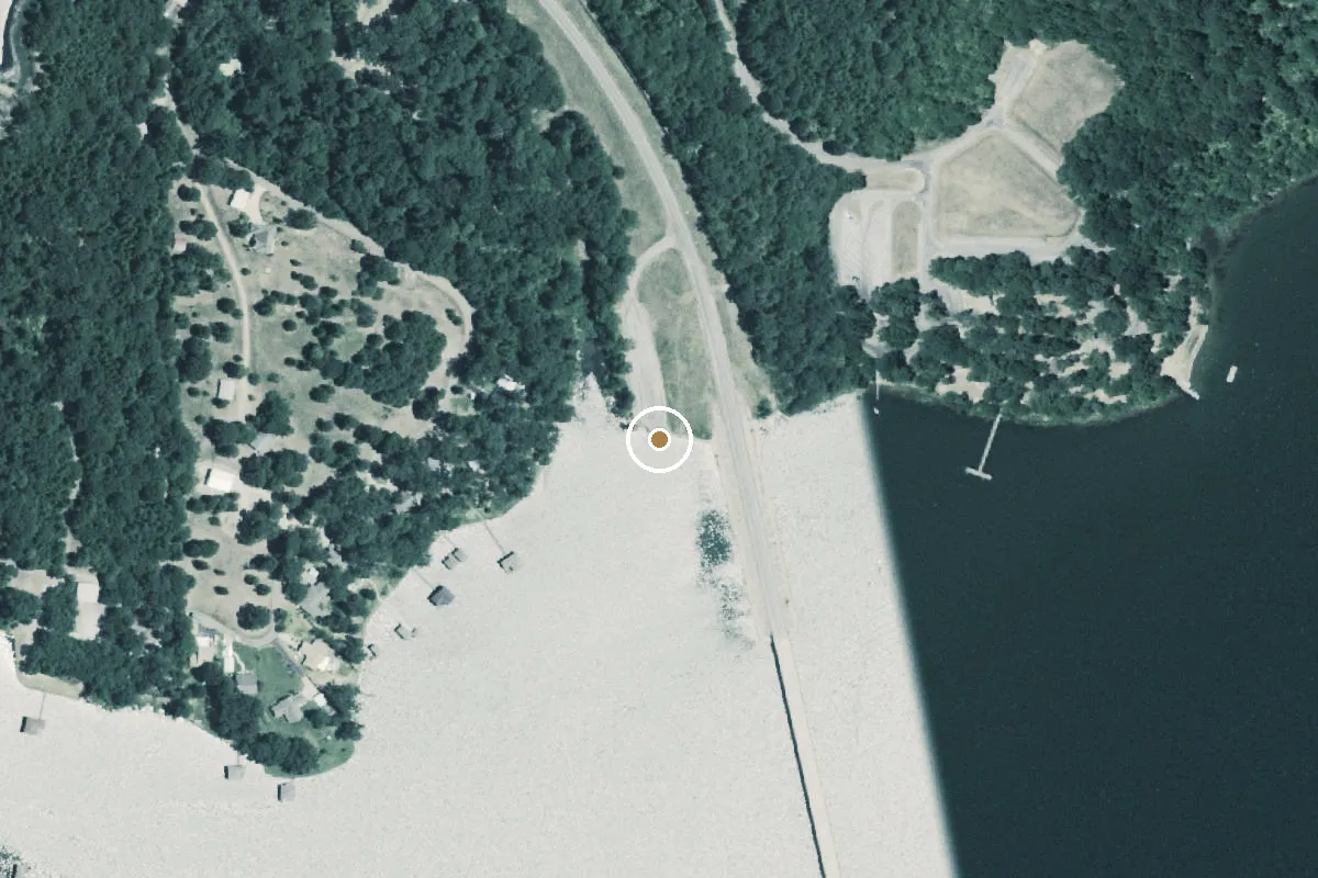 Aerial view of Lake Bob Sandlin State Park Boat Ramp