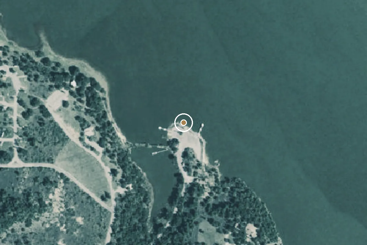 Aerial view of Lake Brownwood State Park Boat Ramp