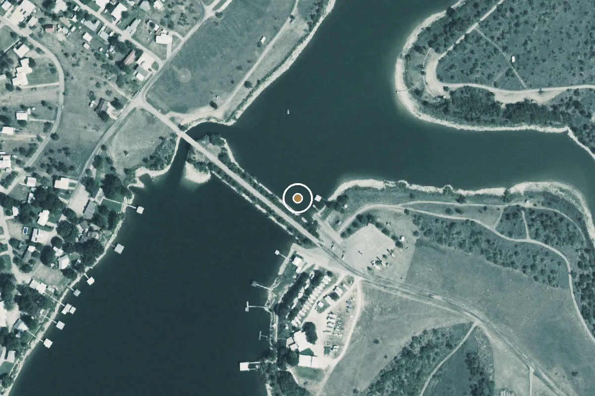 Aerial view of Lake Coleman Boat Ramp