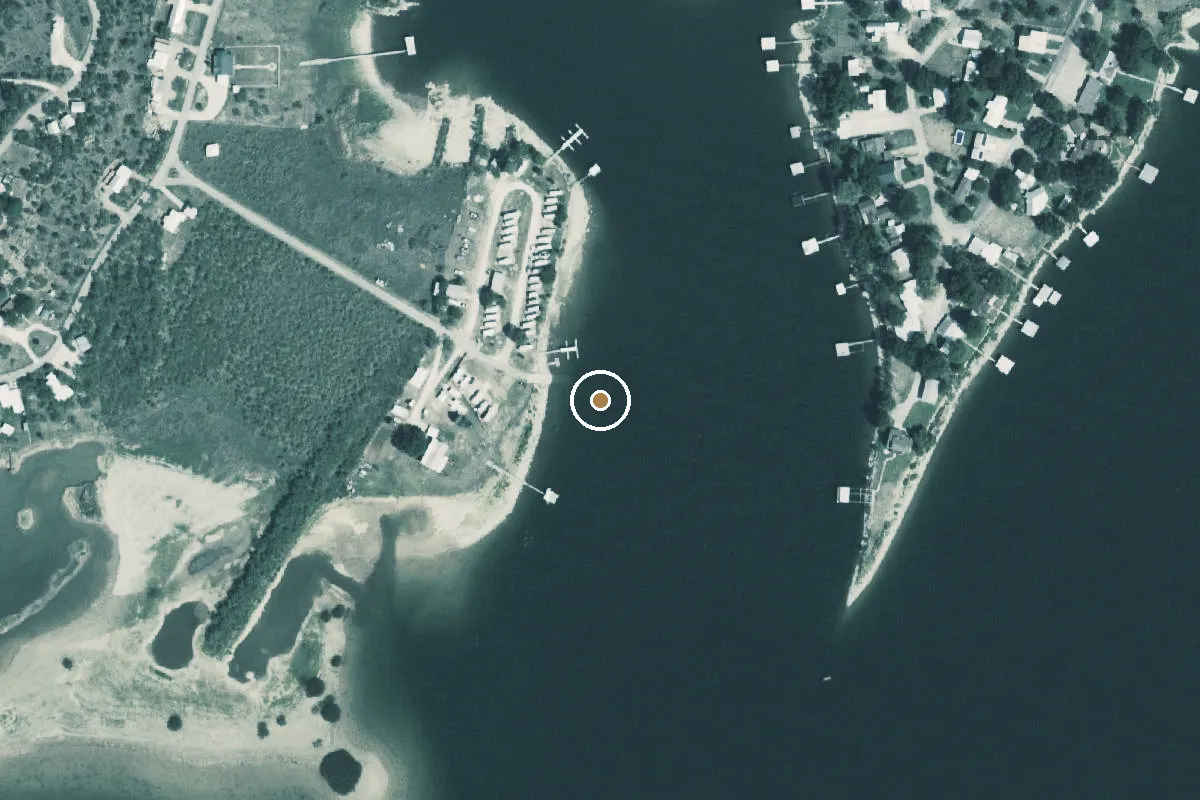 Aerial view of Lake Coleman Boat Ramp