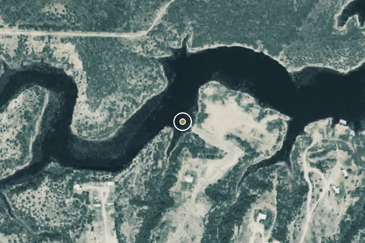 Aerial view of Lake E. V. Spence Boat Ramp