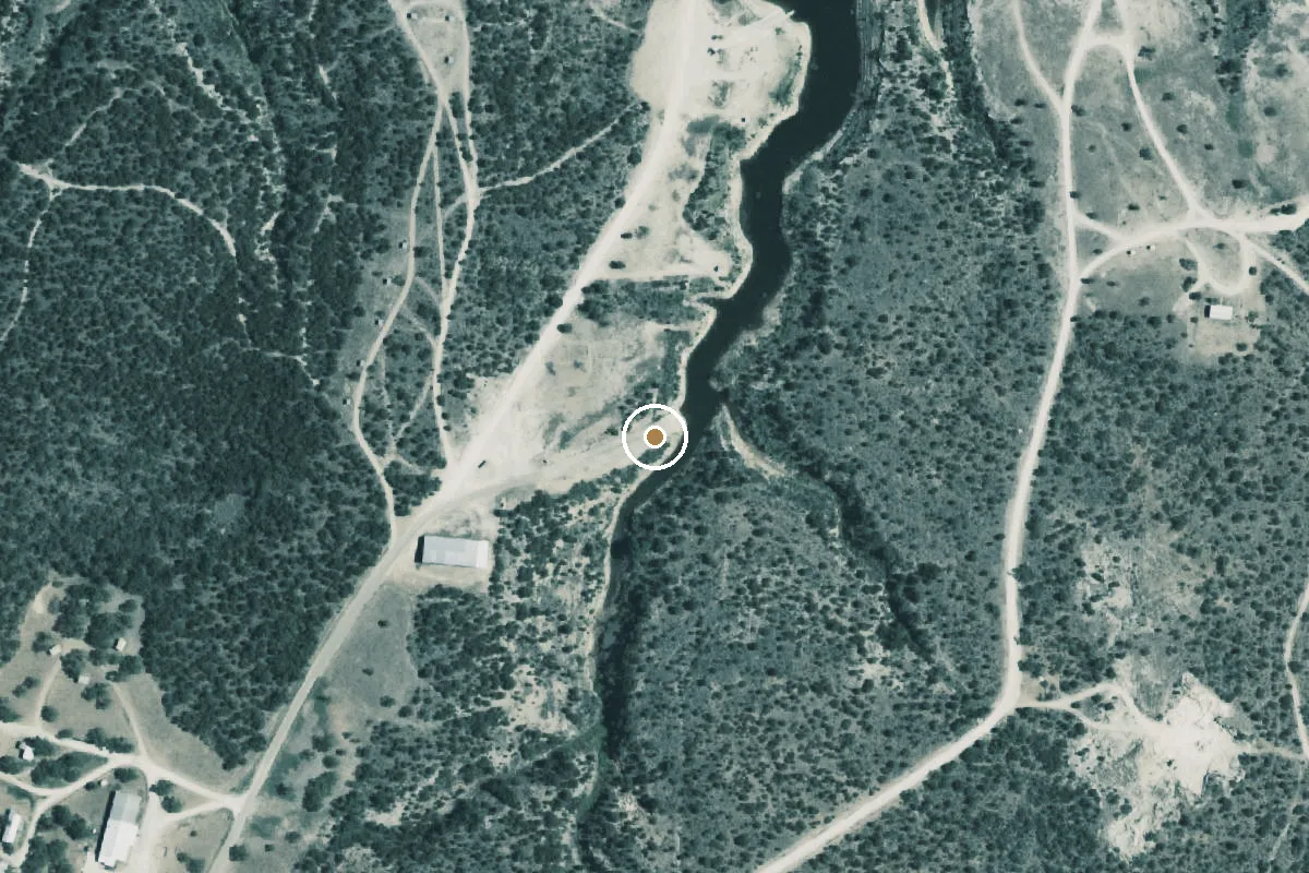 Aerial view of Lake E. V. Spence Boat Ramp