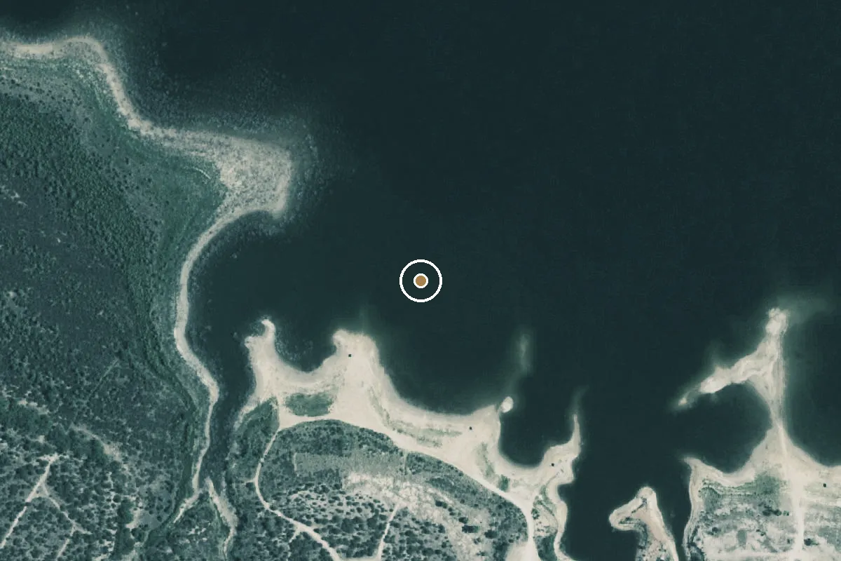 Aerial view of Lake E. V. Spence Boat Ramp