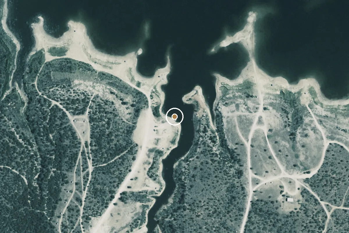 Aerial view of Lake E. V. Spence Boat Ramp