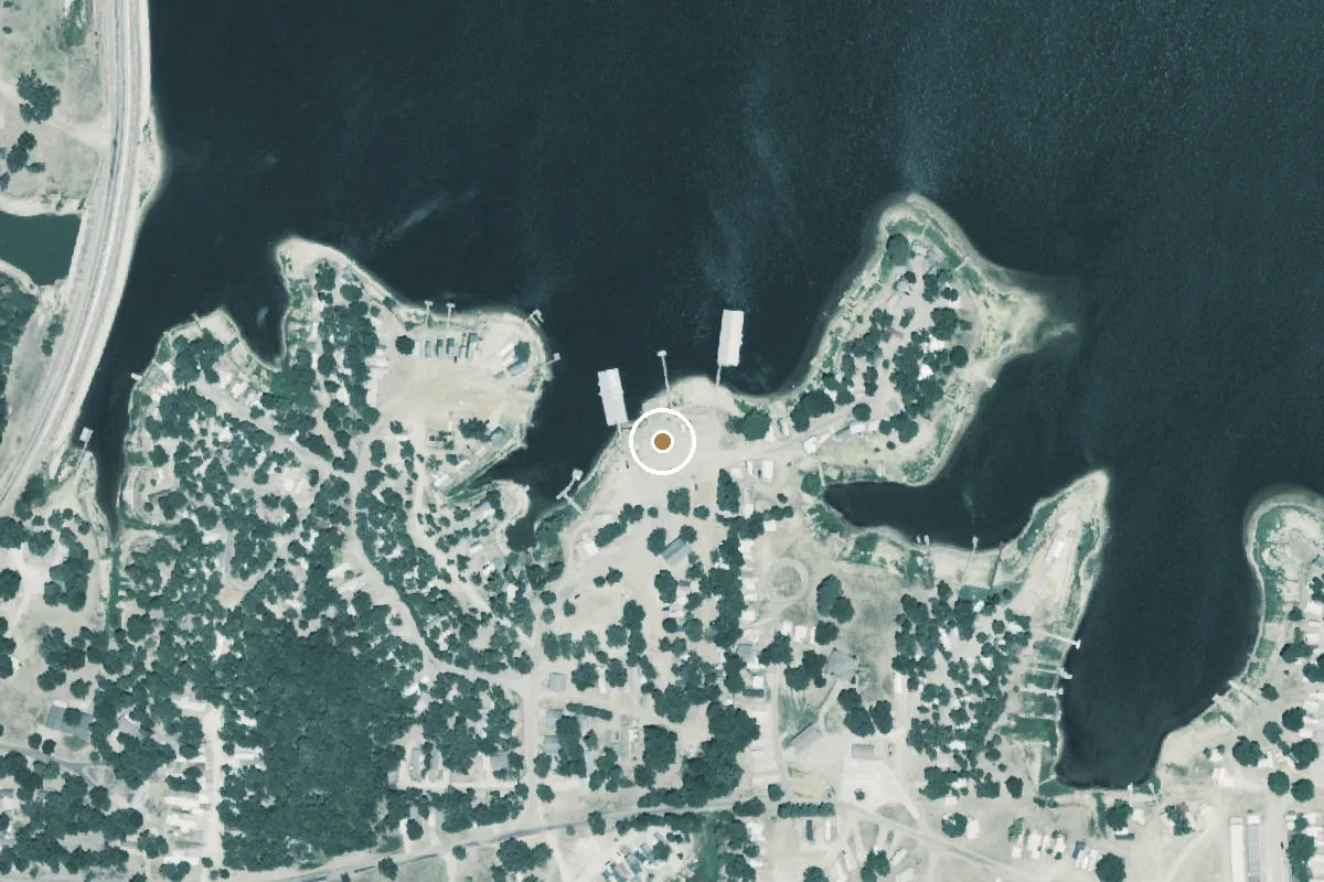 Aerial view of Lake Fork Boat Ramp
