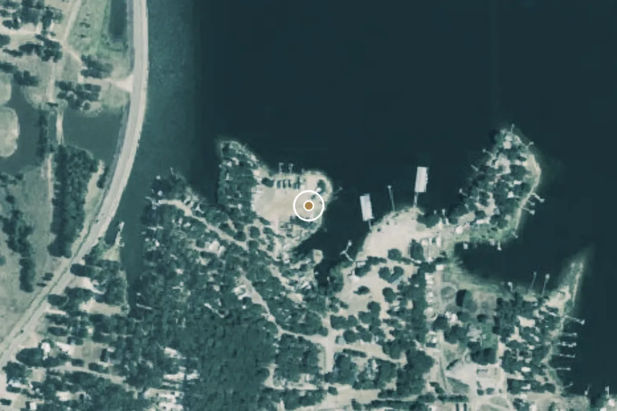 Aerial view of Lake Fork Boat Ramp