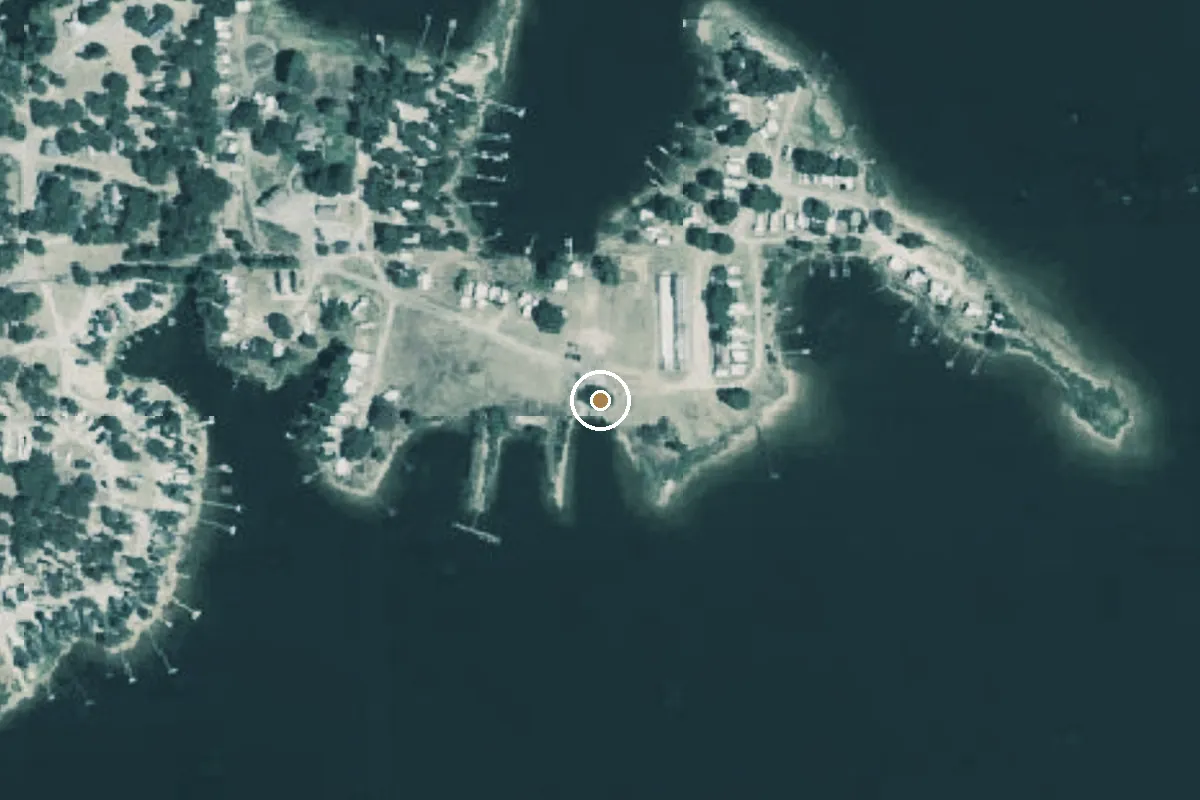 Aerial view of Lake Fork Boat Ramp