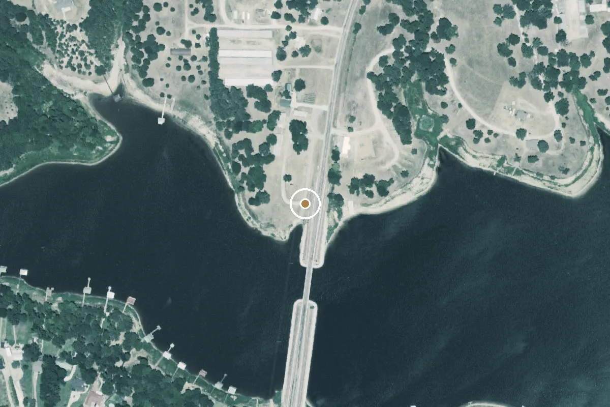 Aerial view of Lake Fork Boat Ramp