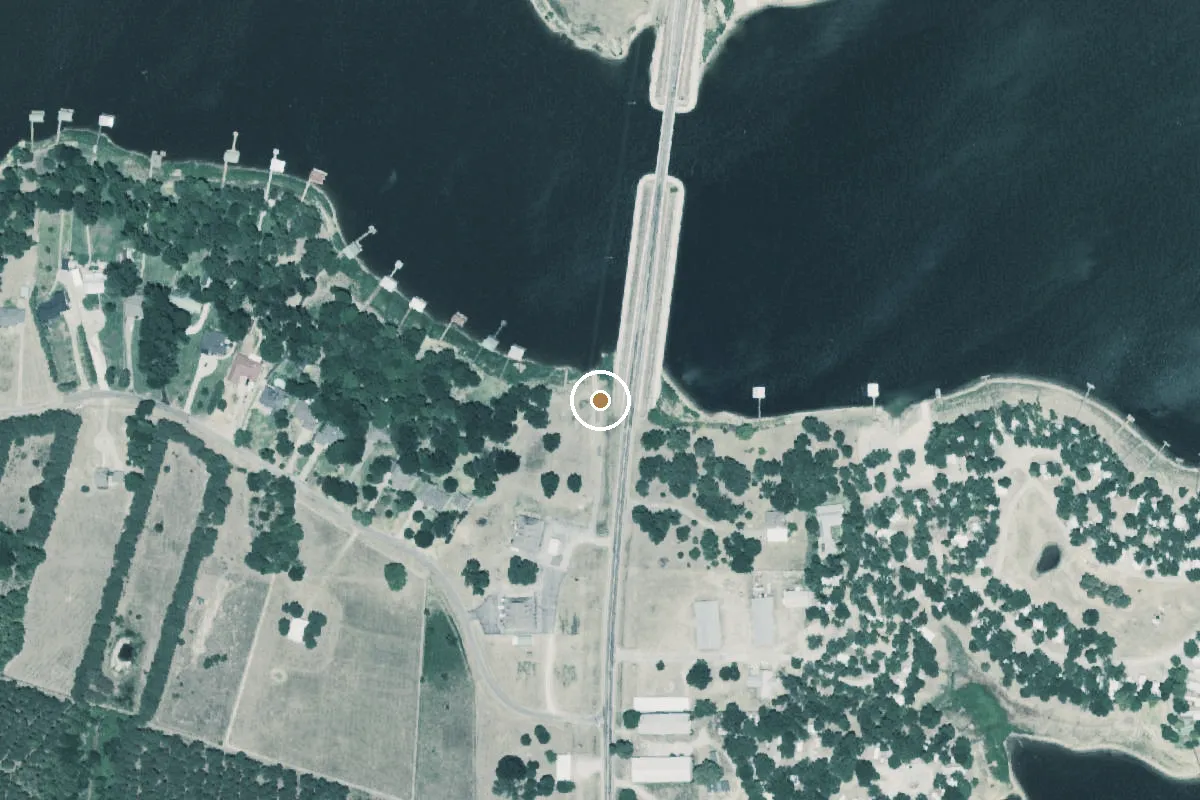 Aerial view of Lake Fork Boat Ramp