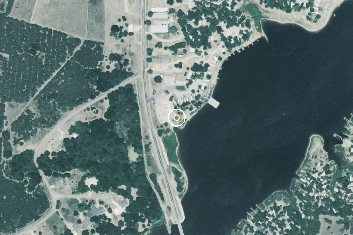 Aerial view of Lake Fork Boat Ramp