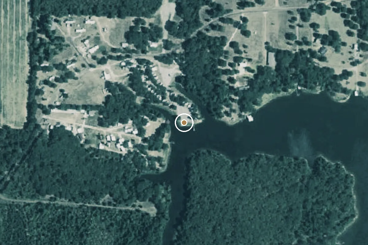 Aerial view of Lake Fork Boat Ramp