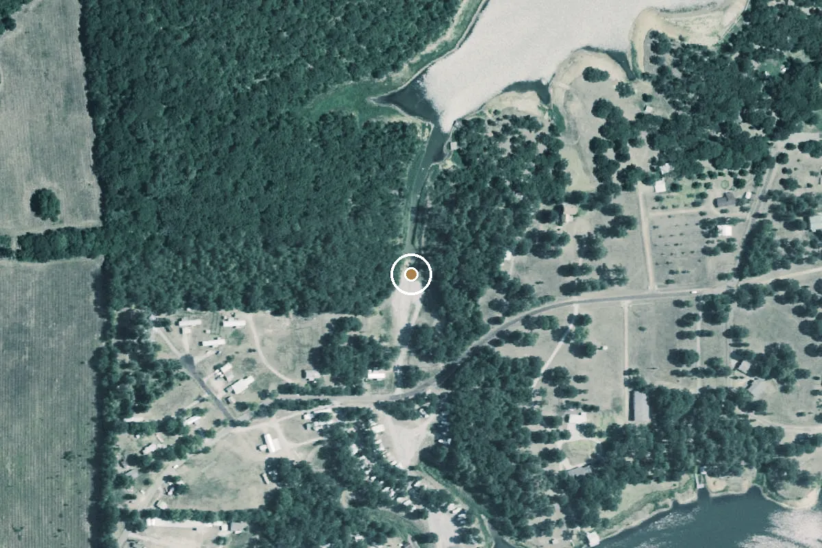 Aerial view of Lake Fork Boat Ramp