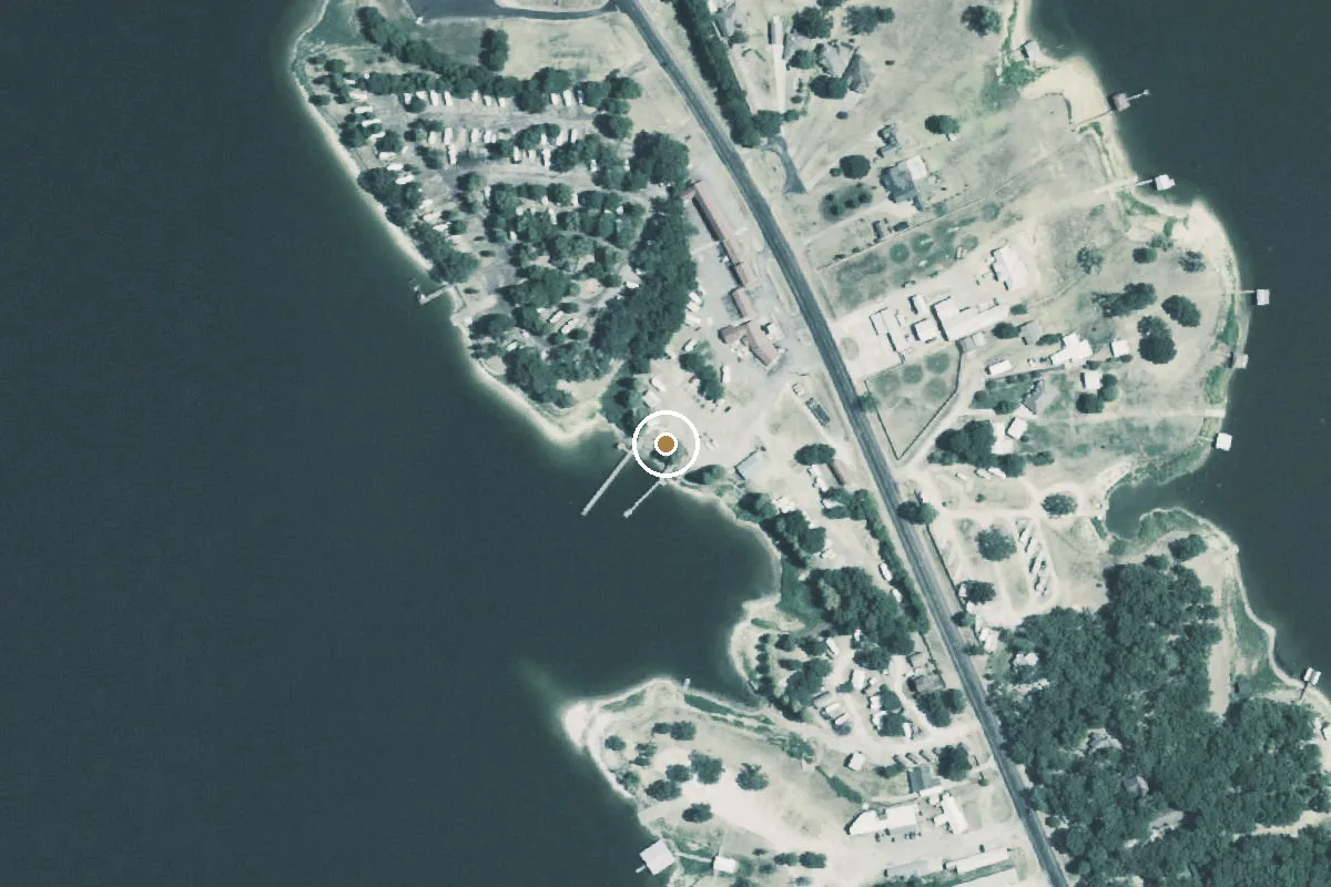 Aerial view of Lake Fork Boat Ramp