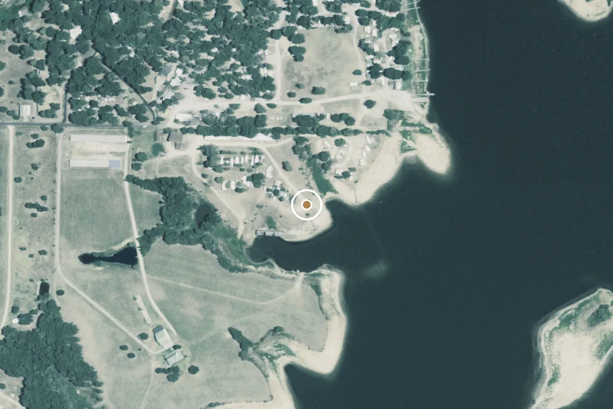 Aerial view of Lake Fork Boat Ramp
