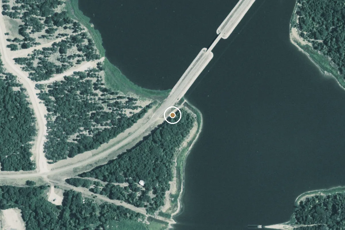 Aerial view of Lake Fork Boat Ramp