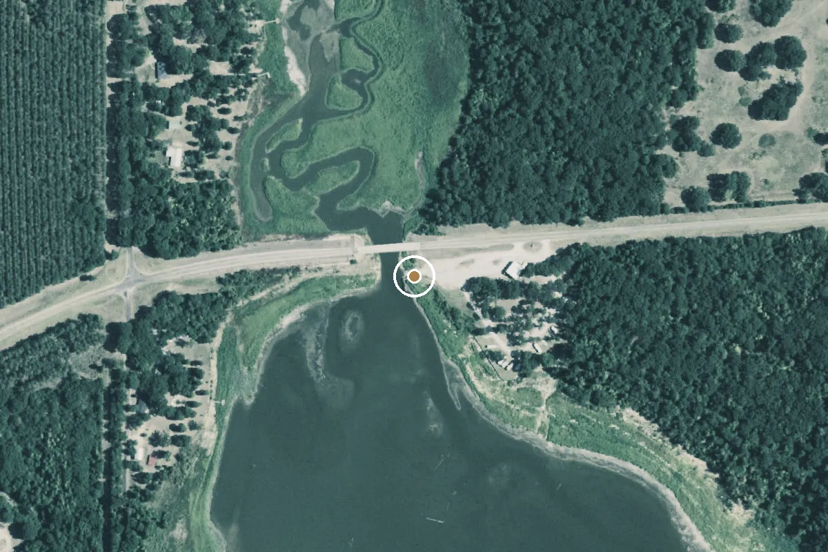 Aerial view of Lake Fork Boat Ramp