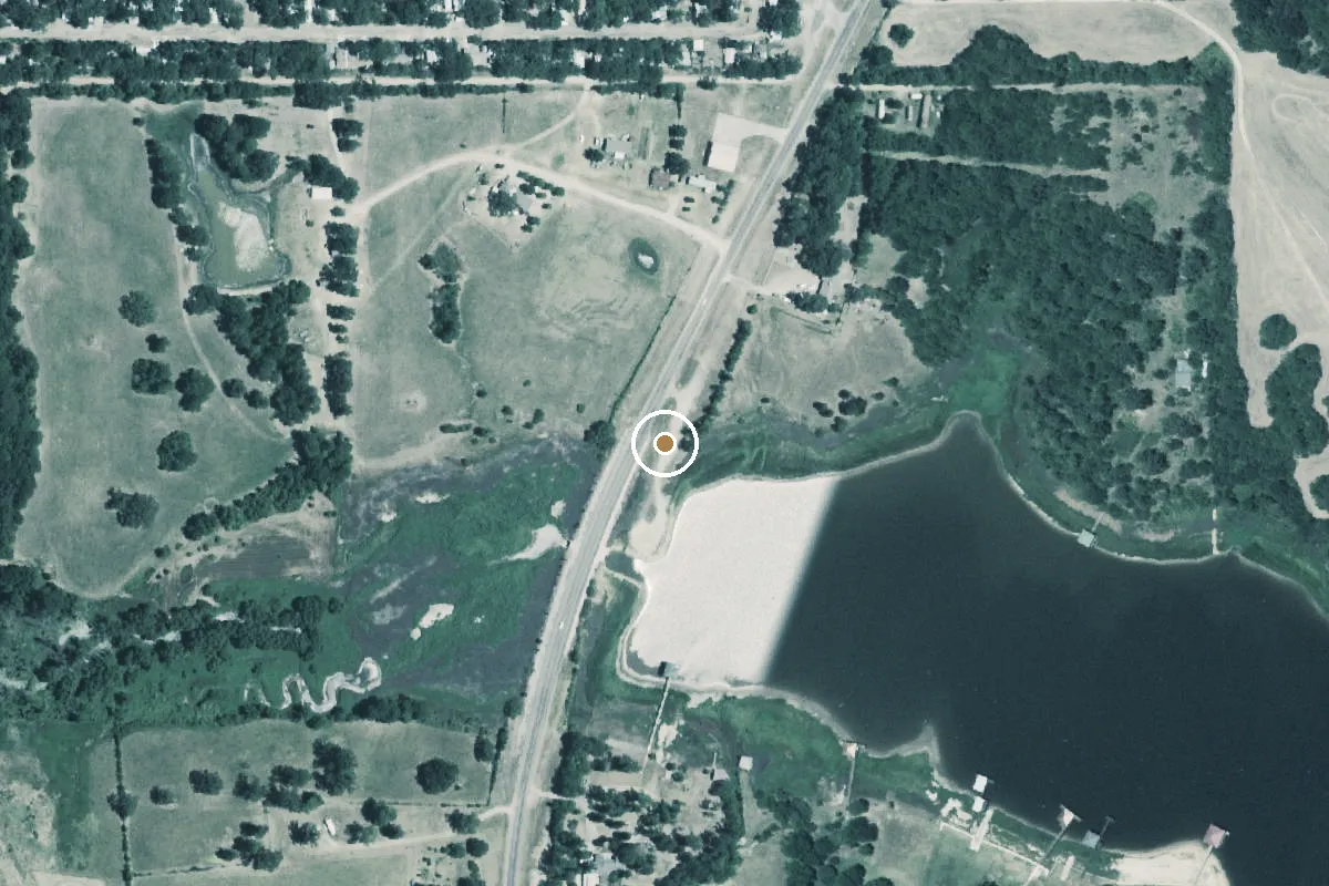 Aerial view of Lake Fork Boat Ramp