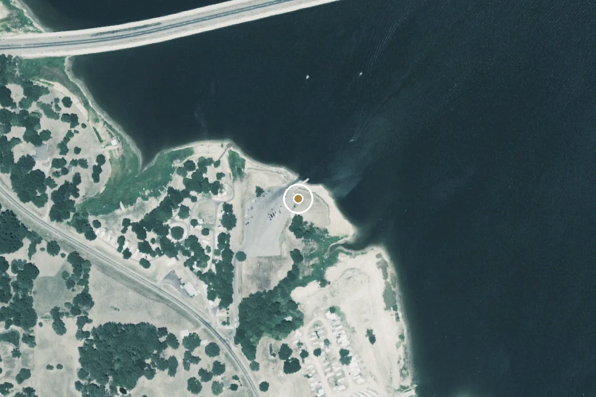 Aerial view of Lake Fork Boat Ramp