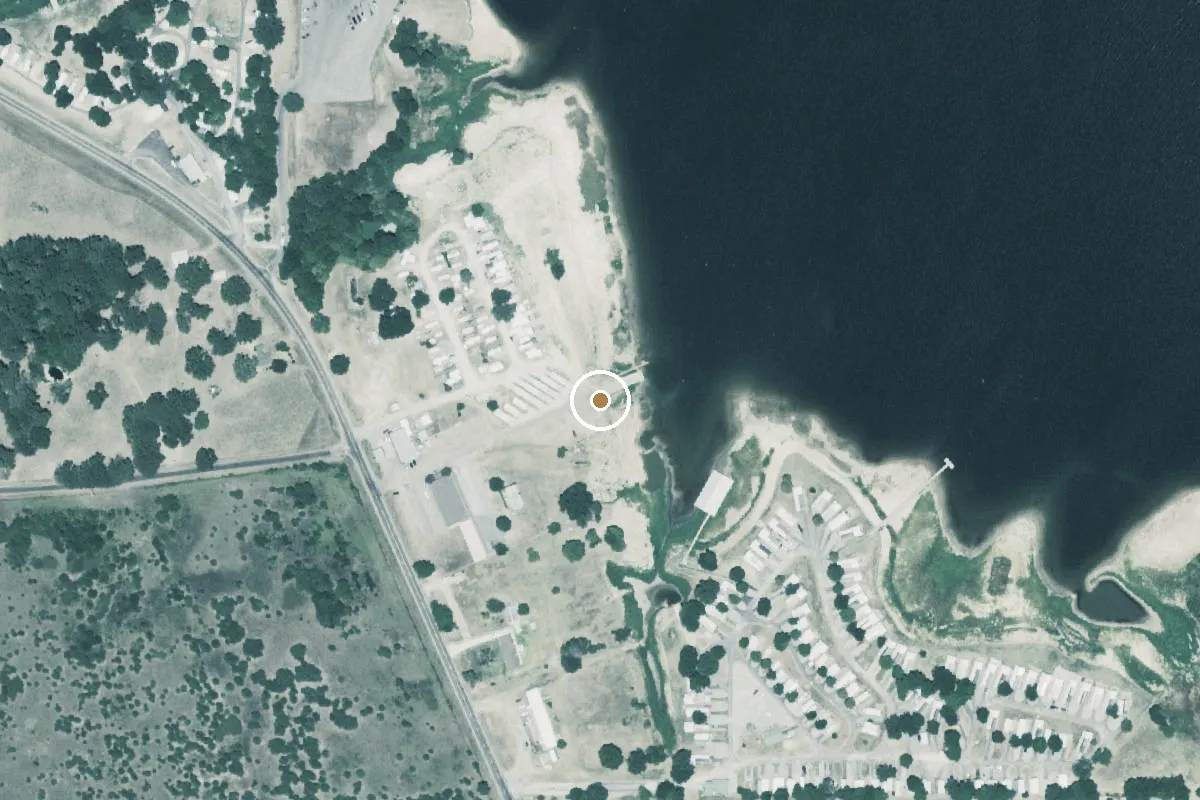 Aerial view of Lake Fork Boat Ramp