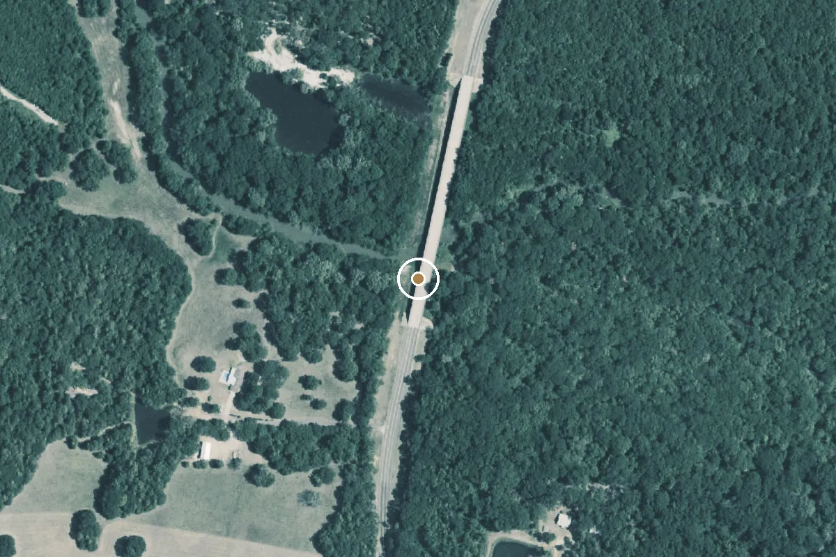 Aerial view of Lake Fork Creek Boat Ramp