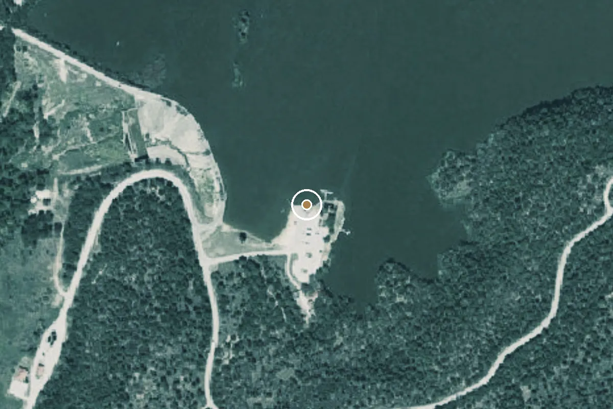 Aerial view of Lake Mineral Wells State Park and Trailway Boat Ramp