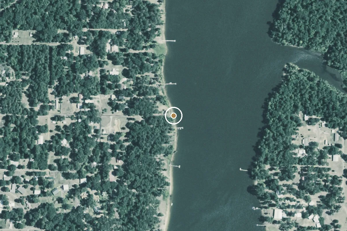 Aerial view of Lake O' the Pines Boat Ramp