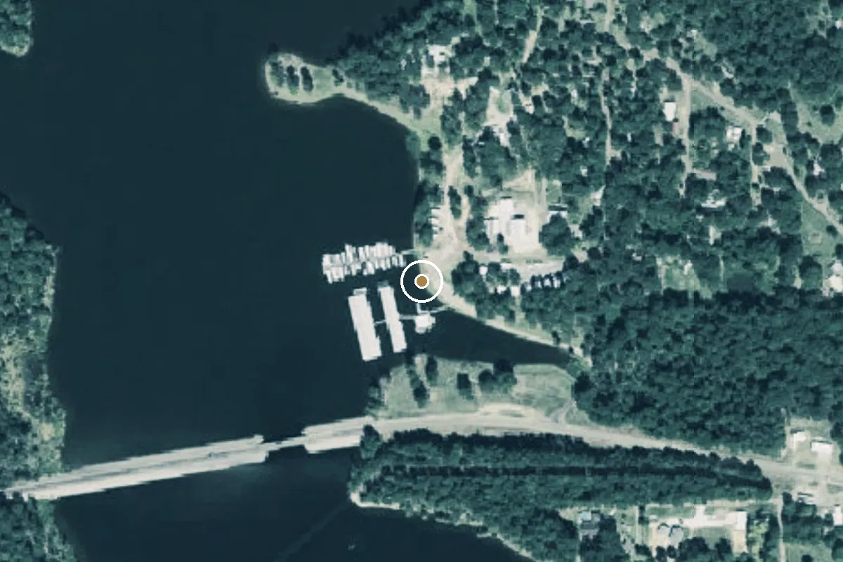 Aerial view of Lake O' the Pines Boat Ramp