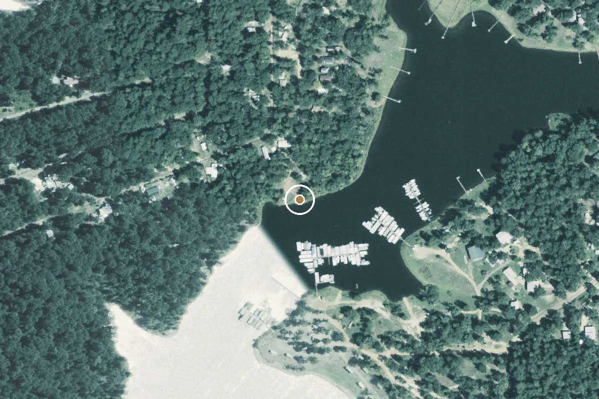 Aerial view of Lake O' the Pines Boat Ramp