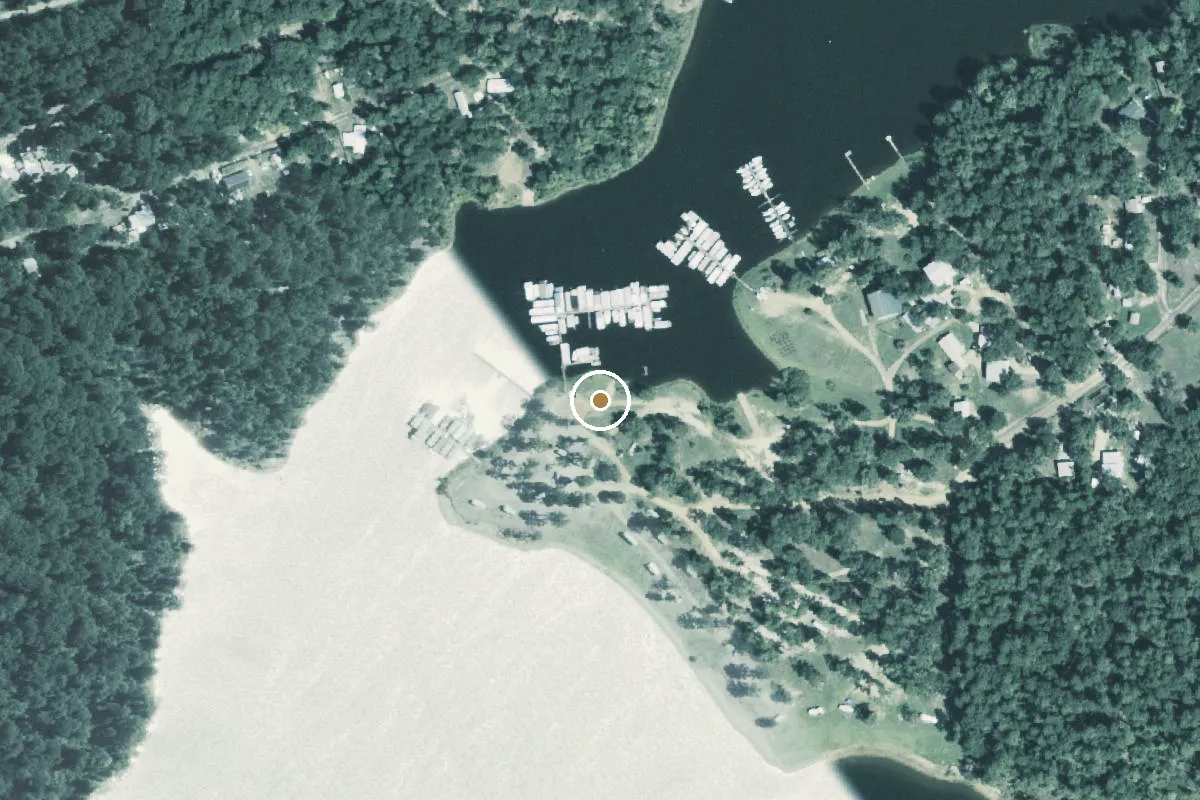 Aerial view of Lake O' the Pines Boat Ramp