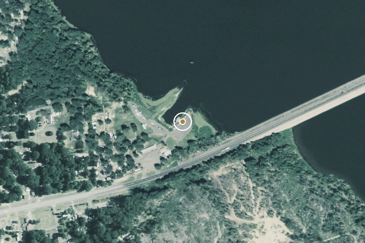 Aerial view of Lake O' the Pines Boat Ramp