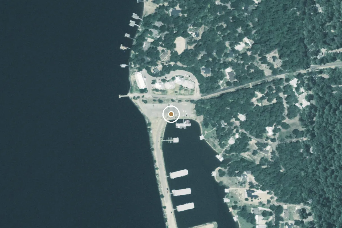 Aerial view of Lake Palestine Boat Ramp