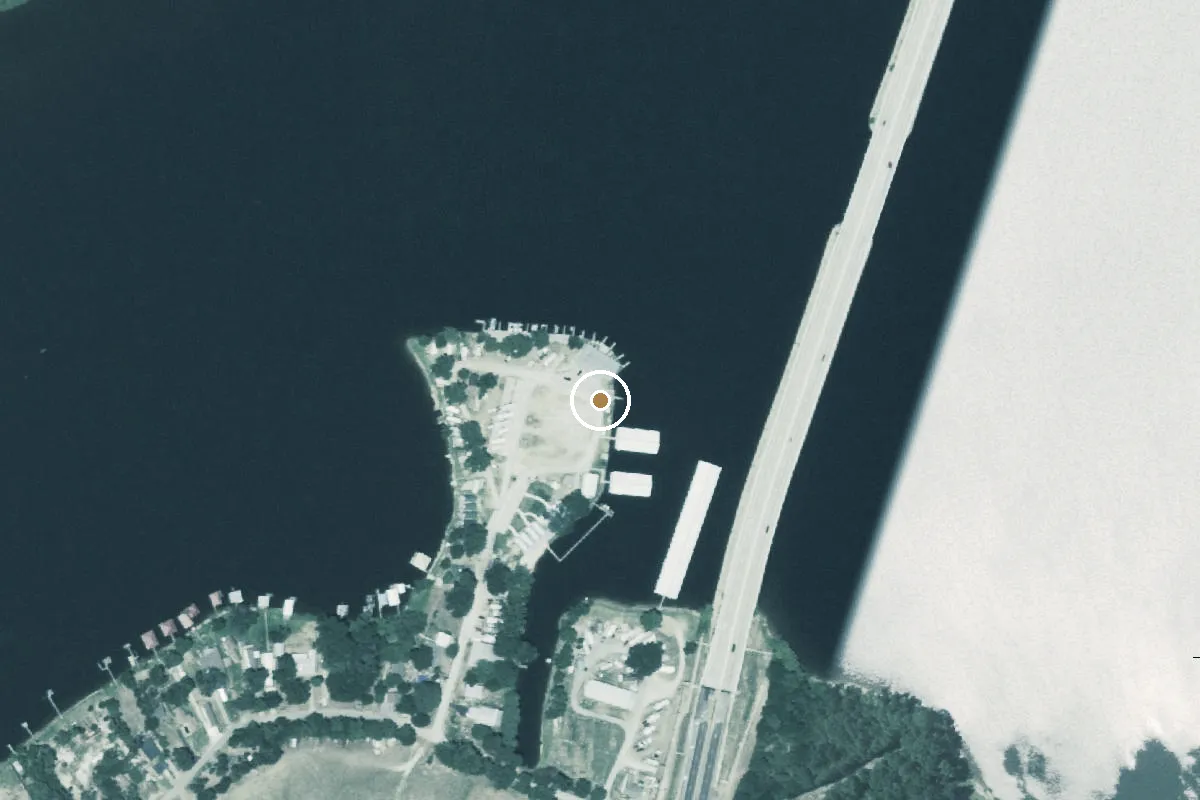 Aerial view of Lake Palestine Boat Ramp