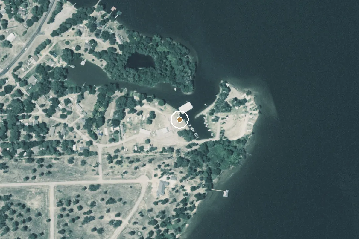Aerial view of Lake Palestine Boat Ramp