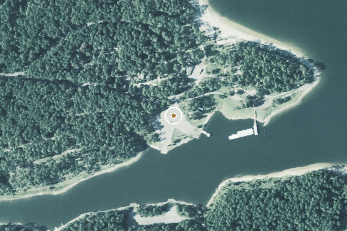 Aerial view of Lake Sam Rayburn Boat Ramp