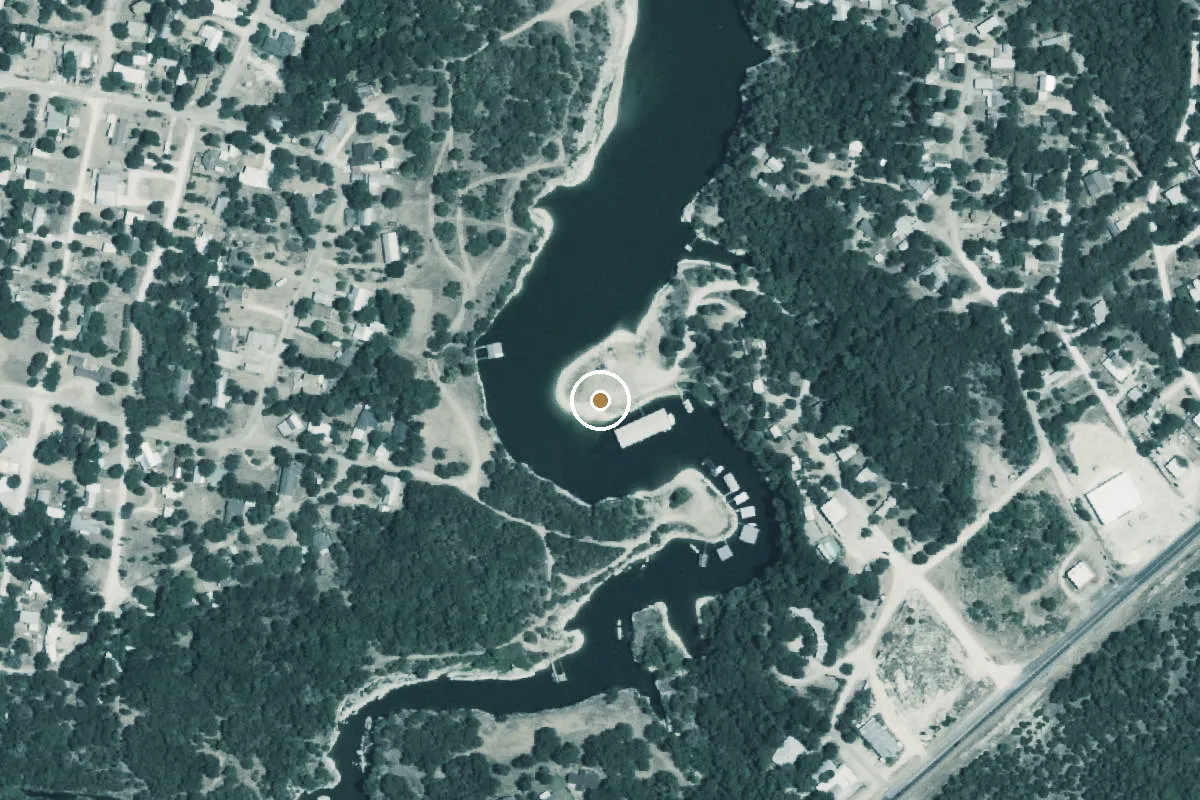 Aerial view of Lake Whitney Boat Ramp