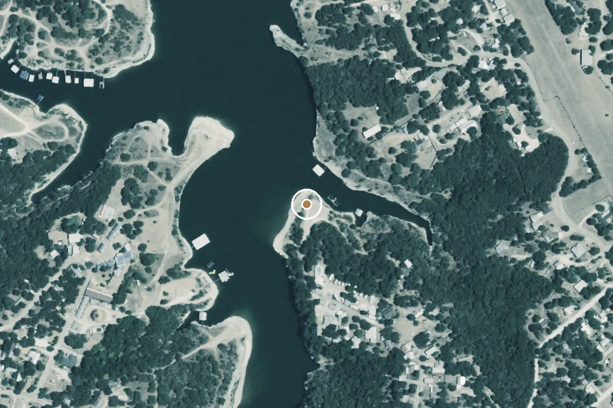 Aerial view of Lake Whitney Boat Ramp