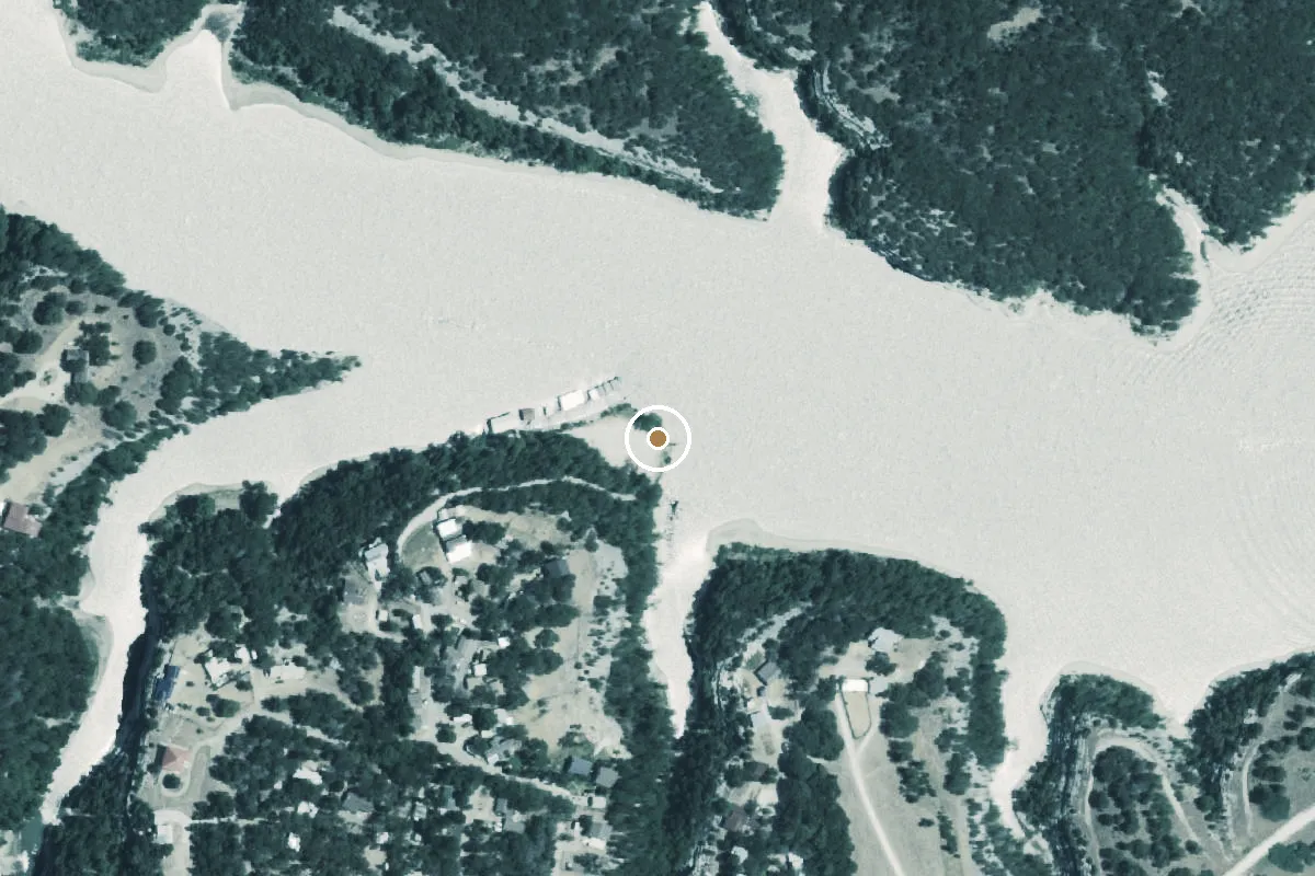 Aerial view of Lake Whitney Boat Ramp