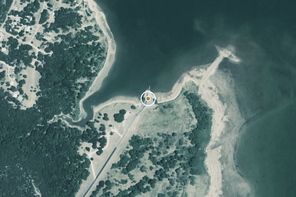Aerial view of Lake Whitney Boat Ramp