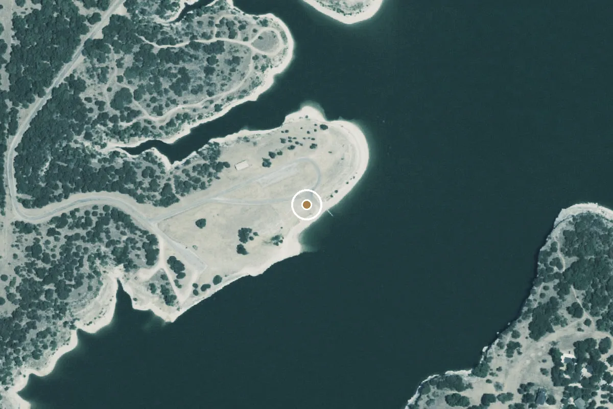 Aerial view of Lake Whitney Boat Ramp