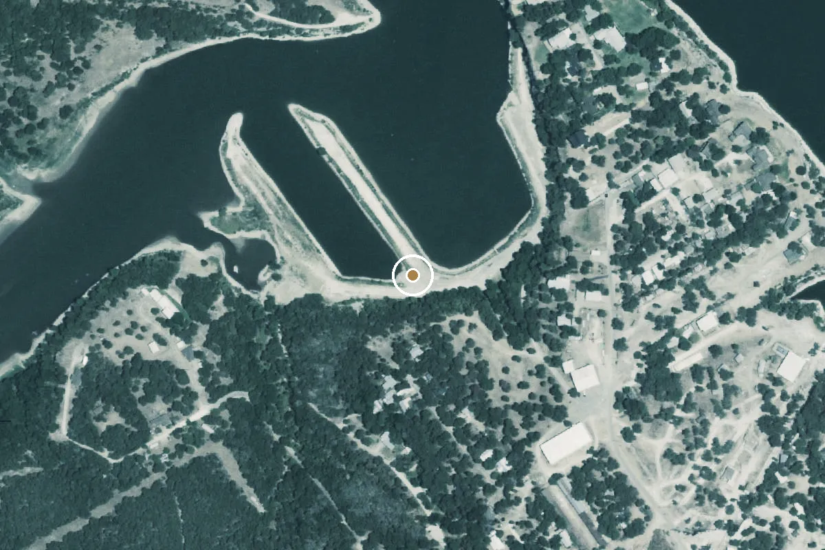 Aerial view of Lake Whitney Boat Ramp