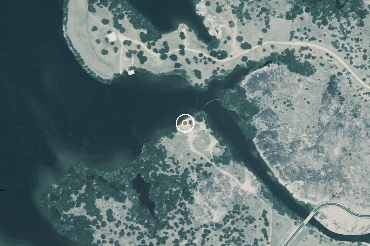 Aerial view of LBJ Lake Boat Ramp