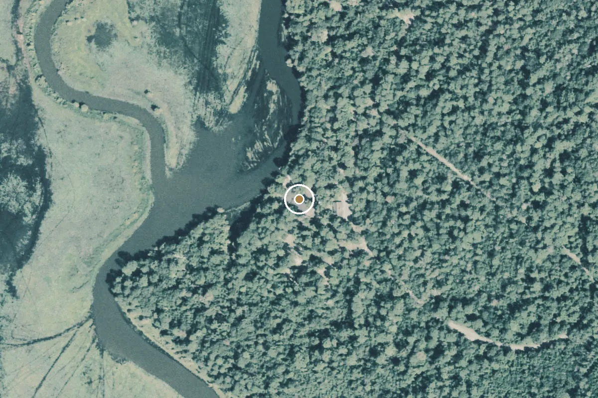 Aerial view of Martin Dies Junior State Park Camping Area Boat Ramp
